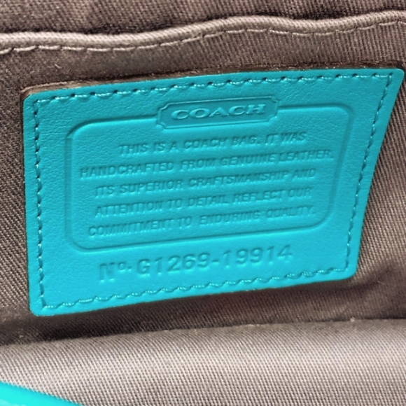 Coach Legacy Turquoise Aqua Leather Penny Crossbody Small Shoulder Bag - Picture 8 of 9